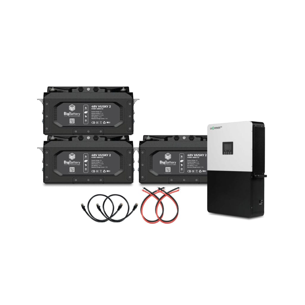 KIT0706 Big Battery 48V 3x Husky 2 LiFePO4 Battery Kit with LUXPower 6000 Watt Inverter | 300Ah | 15.36kWh
