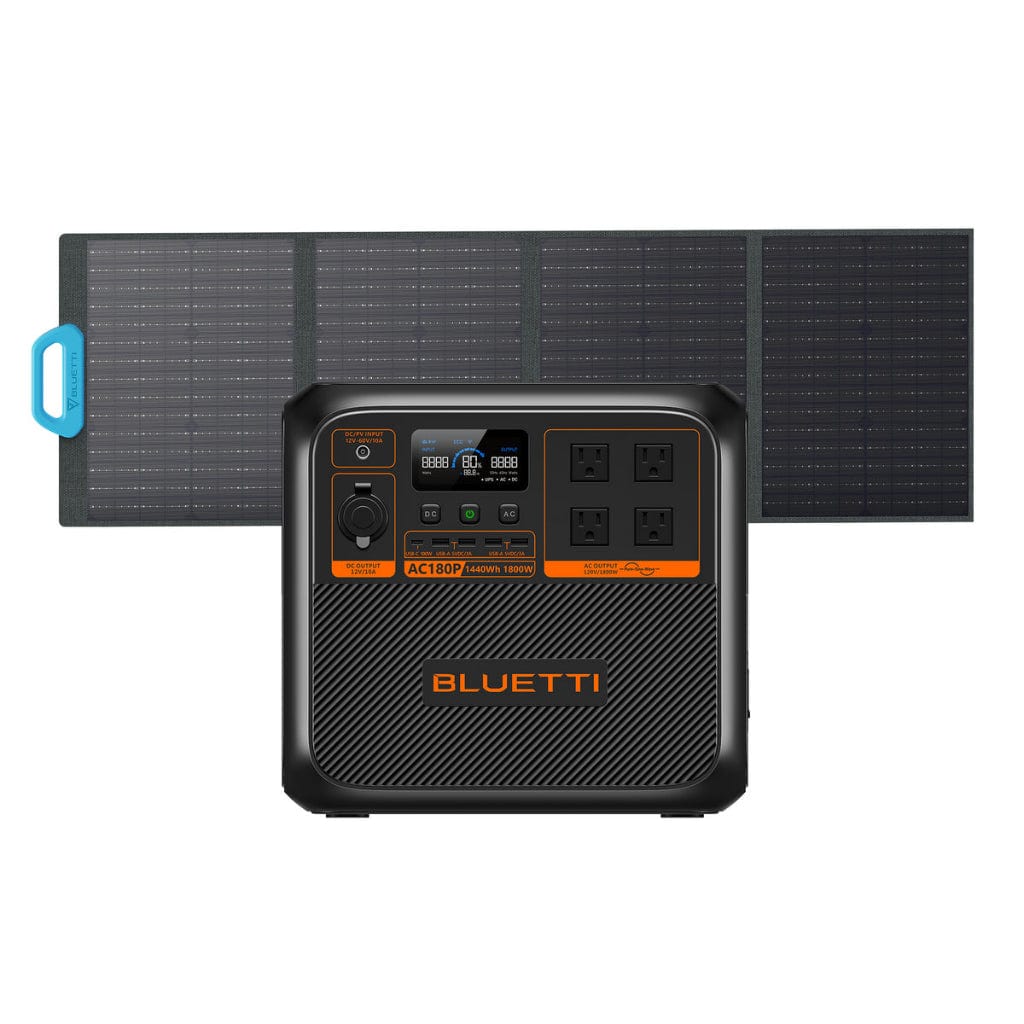 P-AC180P-US-GY-BL-010 Bluetti AC180P Solar LiFePO4 Portable Power Station | 1800W | 1440Wh | 3500 Cycle | MPPT Controller