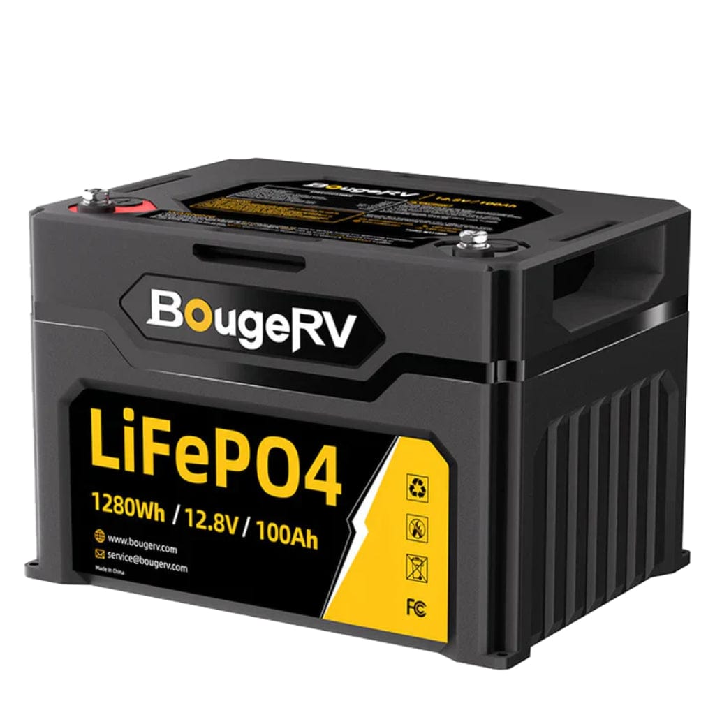 ISE176 BougeRV 12V 1280Wh 100Ah LiFePO4 Battery | IP65 Rated | 4000 Cycles | Solar Battery