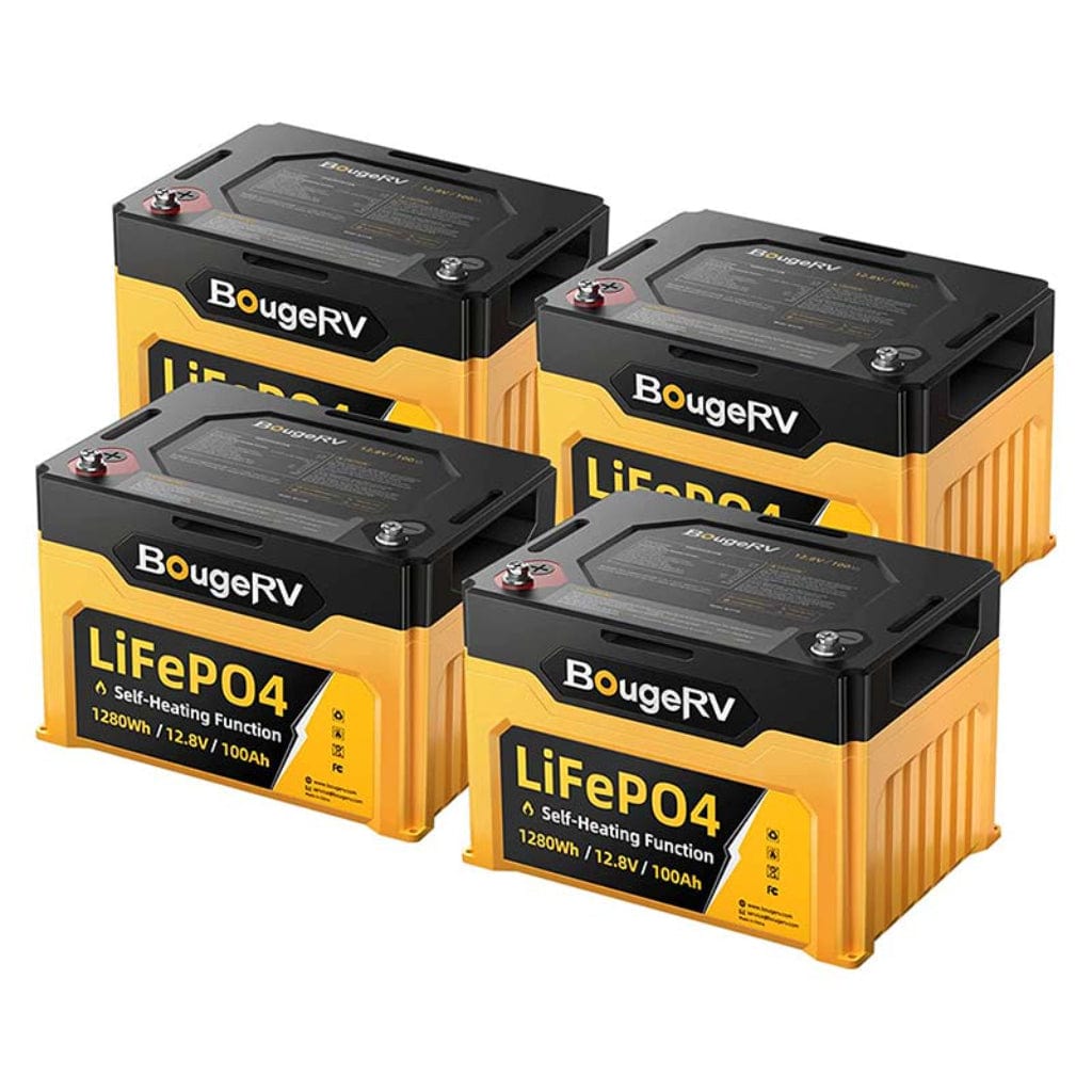 ISE144 BougeRV 12V 1280Wh 100Ah Self-Heating LiFePO4 Battery | IP65 Rated | 4000 Cycles | Solar Battery
