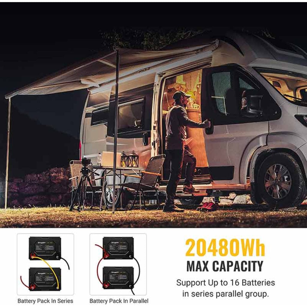ISE144 BougeRV 12V 1280Wh 100Ah Self-Heating LiFePO4 Battery | IP65 Rated | 4000 Cycles | Solar Battery