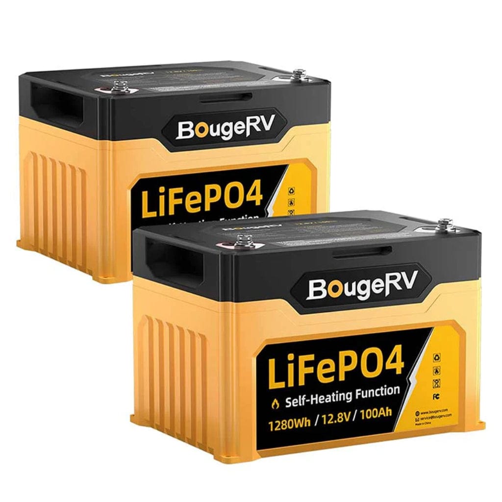 ISE144 BougeRV 12V 1280Wh 100Ah Self-Heating LiFePO4 Battery | IP65 Rated | 4000 Cycles | Solar Battery