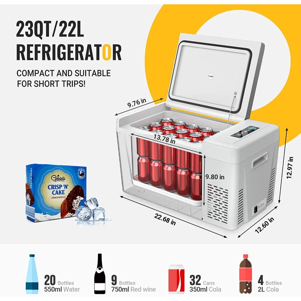 A3001-02204 BougeRV 12V 23 Quart Portable Fridge For Travel | Fast Cooling | Camping Fridge
