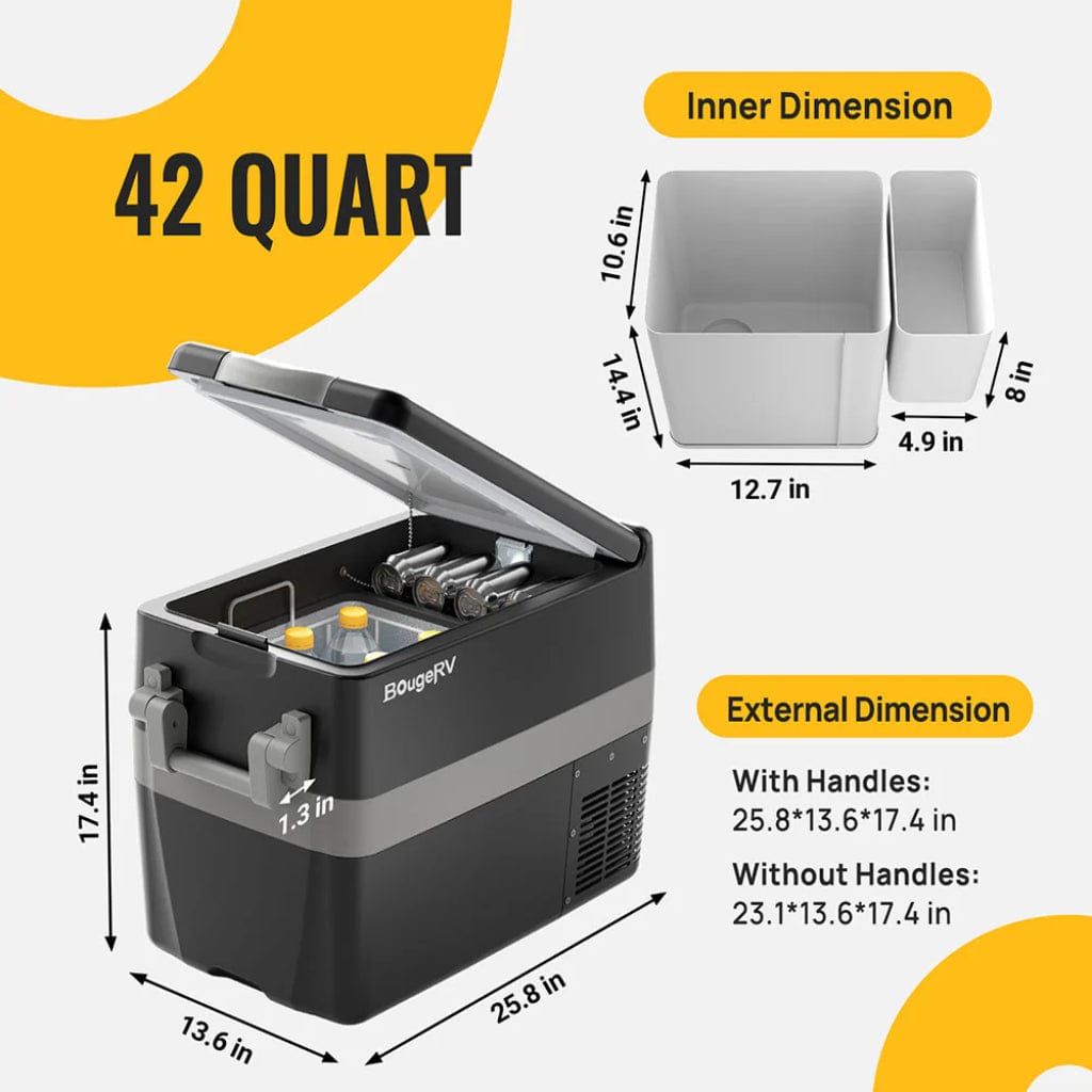 A3001-00701 BougeRV 12V 42 Quart (40L) Portable Fridge / Freezer | Fast Cooling | Travel Fridge