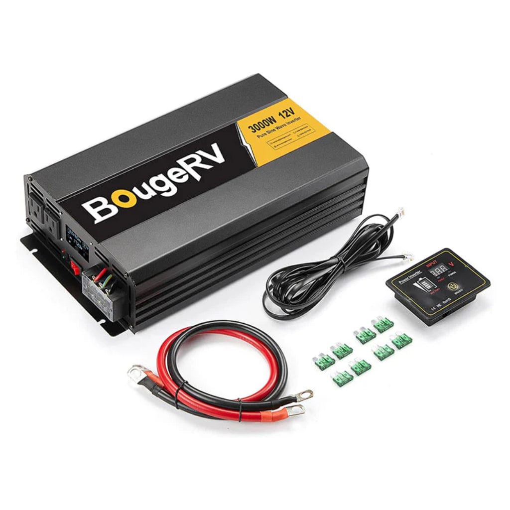 ISE175 BougeRV 3000W 12V Pure Sine Wave Inverter | Solar Inverter | Wired Remote Control | LCD Screen