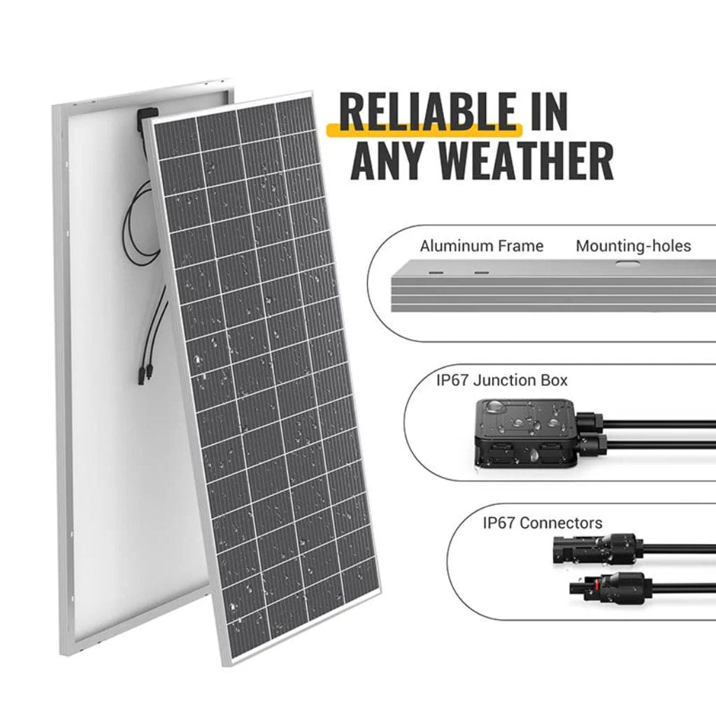 ISE162 BougeRV 300W 12V 10BB Mono Solar Panel | CE & ETL Certified | Off Grid Solar Panel
