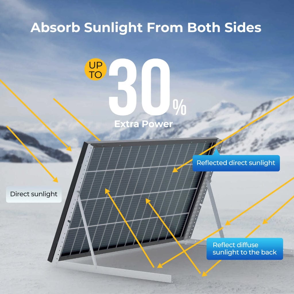 ISE239 BougeRV 300W 12V 12BB Mono Bifacial Solar Panel | CE & ETL Certified | Off Grid Solar Panel