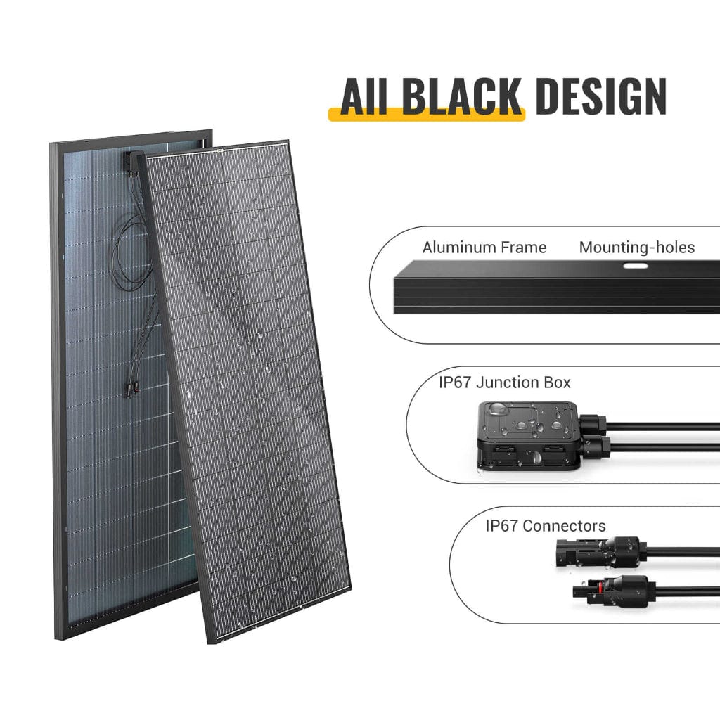 ISE239 BougeRV 300W 12V 12BB Mono Bifacial Solar Panel | CE & ETL Certified | Off Grid Solar Panel