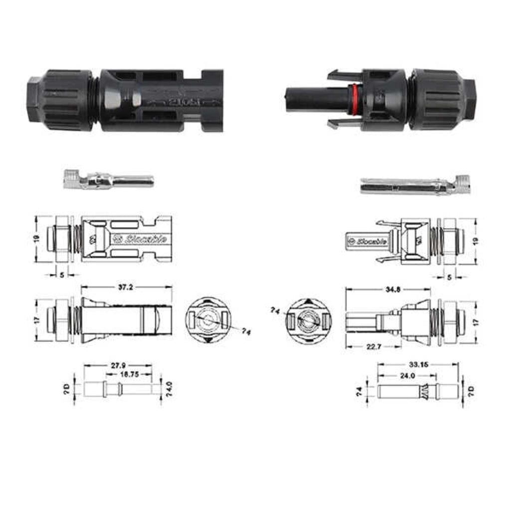 ISE019 BougeRV 44 PCS Solar Connector (Male/Female) with Spanners | IP67 Rated | MC4 Connectors