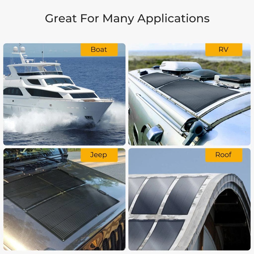 ISE214 BougeRV Arch 100 Watt Fiberglass Curved Solar Panel | IP68 Rated | Off Grid Solar Panel