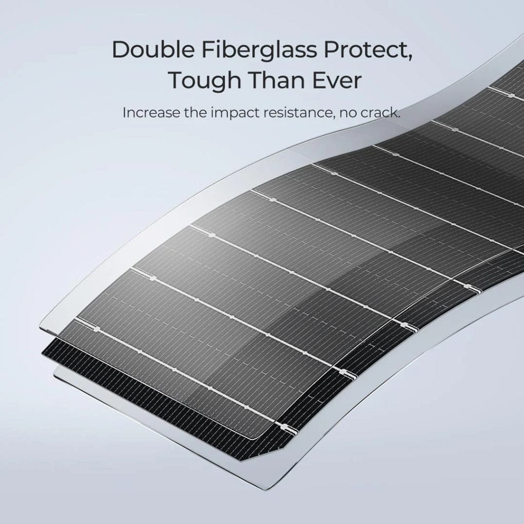 ISE214 BougeRV Arch 100 Watt Fiberglass Curved Solar Panel | IP68 Rated | Off Grid Solar Panel