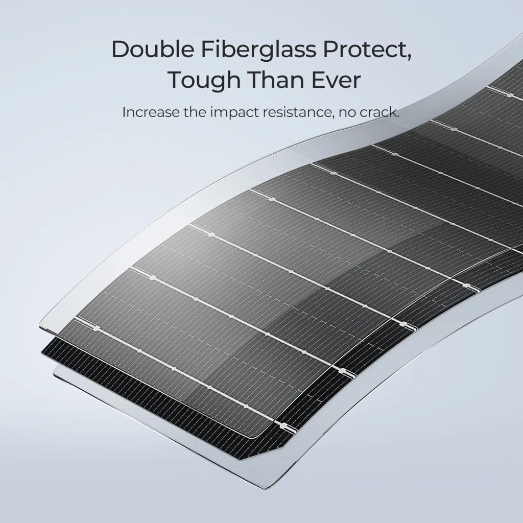 ISE230 BougeRV Arch 200 Watt Fiberglass Curved Solar Panel | IP68 Rated | Off Grid Solar Panel