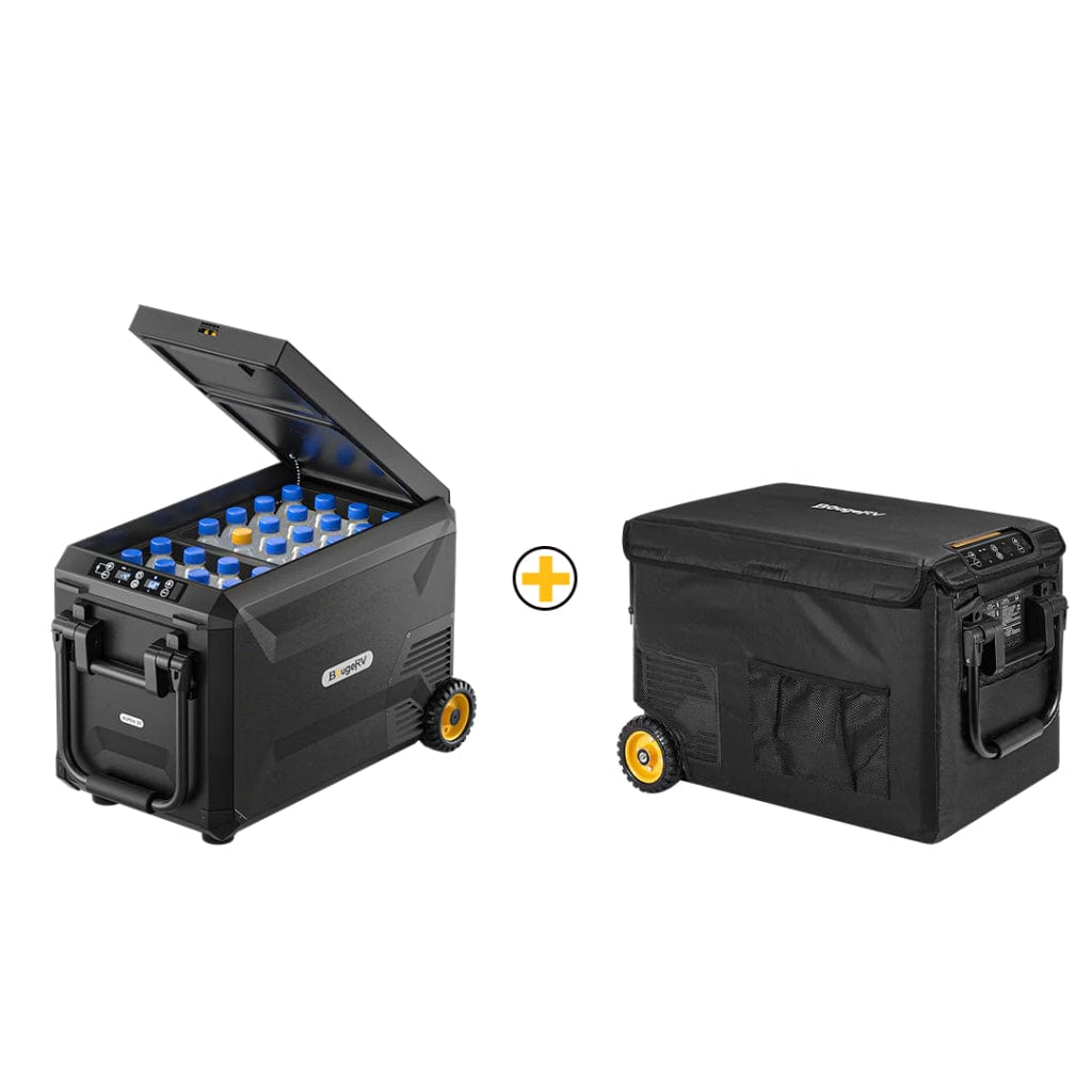 E0401-03103 BougeRV Aspen 30 Pro 34QT Dual Zone Wheeled 12V Portable Refrigerator | Fast Cooling | Camping Fridge