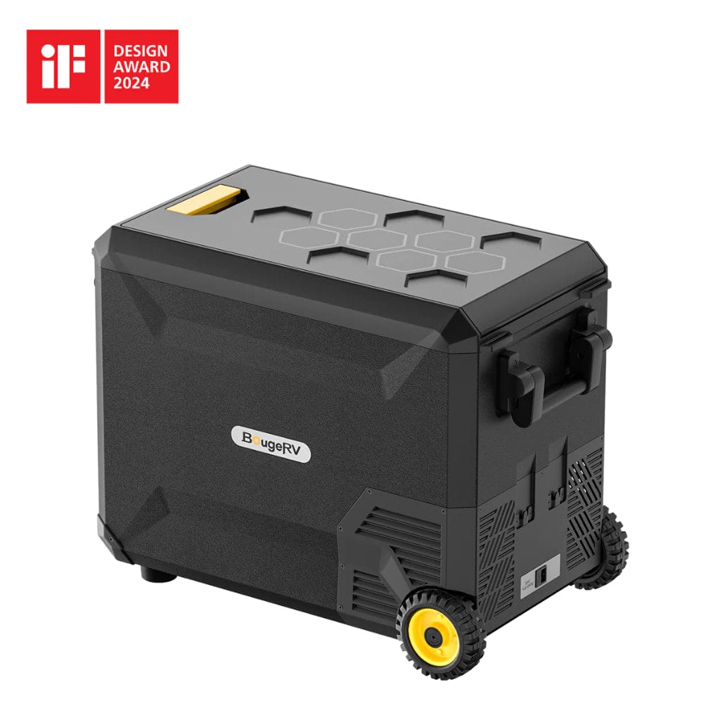 E0401-04103 BougeRV Aspen 40 Pro 43QT Dual Zone Wheeled 12V Portable Refrigerator | Fast Cooling | Camping Fridge