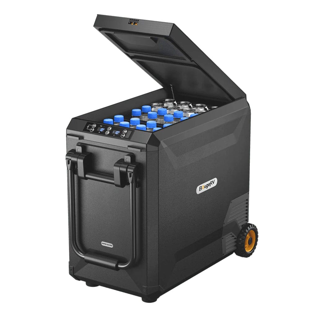 E0401-05105 BougeRV Aspen 50 Pro 53QT Dual Zone Wheeled 12V Portable Refrigerator | Fast Cooling | Camping Fridge