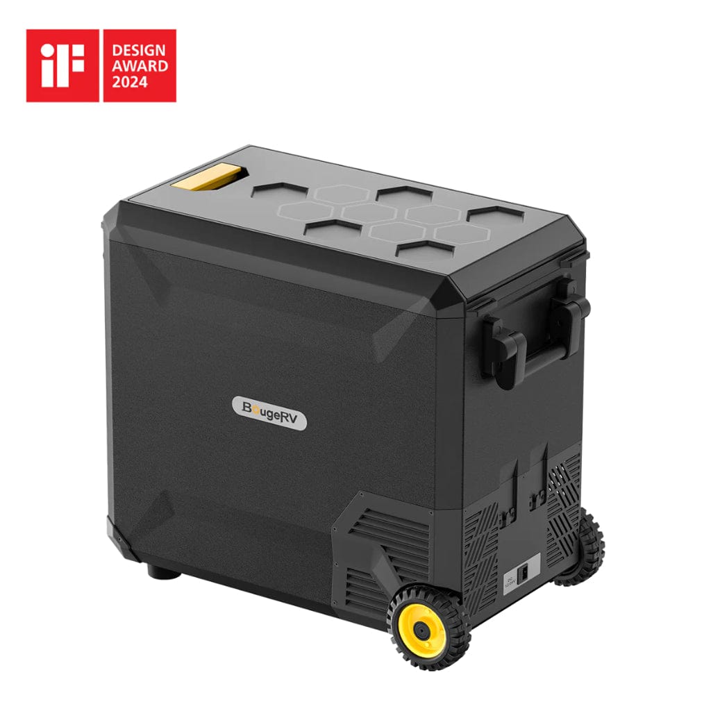 E0401-05105 BougeRV Aspen 50 Pro 53QT Dual Zone Wheeled 12V Portable Refrigerator | Fast Cooling | Camping Fridge