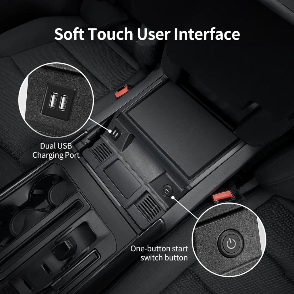 E0401-00810 BougeRV CR00810 Ford F-150 Center Console Refrigerator | 8.5Qt / 8L | Dual USB Port | Car Fridge