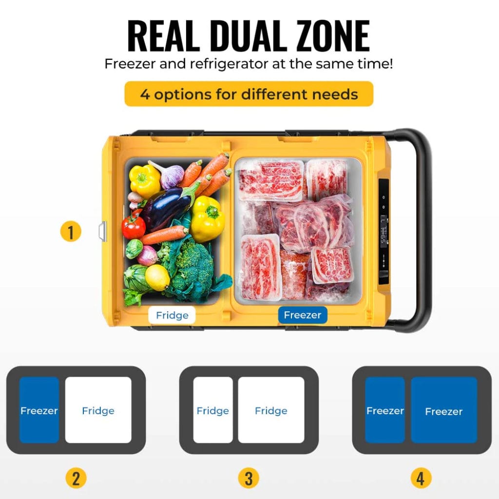 E0401-04512 BougeRV CRD45 48QT 12 Volt Dual Zone Car Refrigerator | Mobile App Control | Portable Refrigerator
