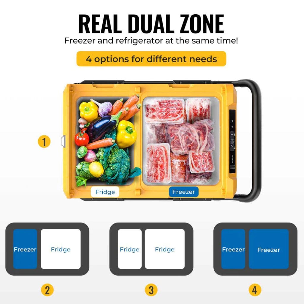 E0401-05512 BougeRV CRD55 59QT 12 Volt Dual Zone Car Refrigerator | Mobile App Control | Portable Refrigerator