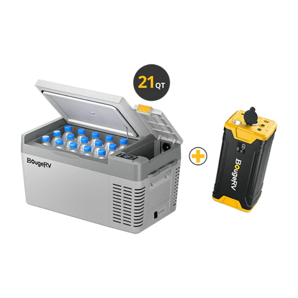 E0401-02003 BougeRV CRPRO20 21 Quart 12V Portable Car Fridge Freezer White | Fast Cooling | Camping Fridge