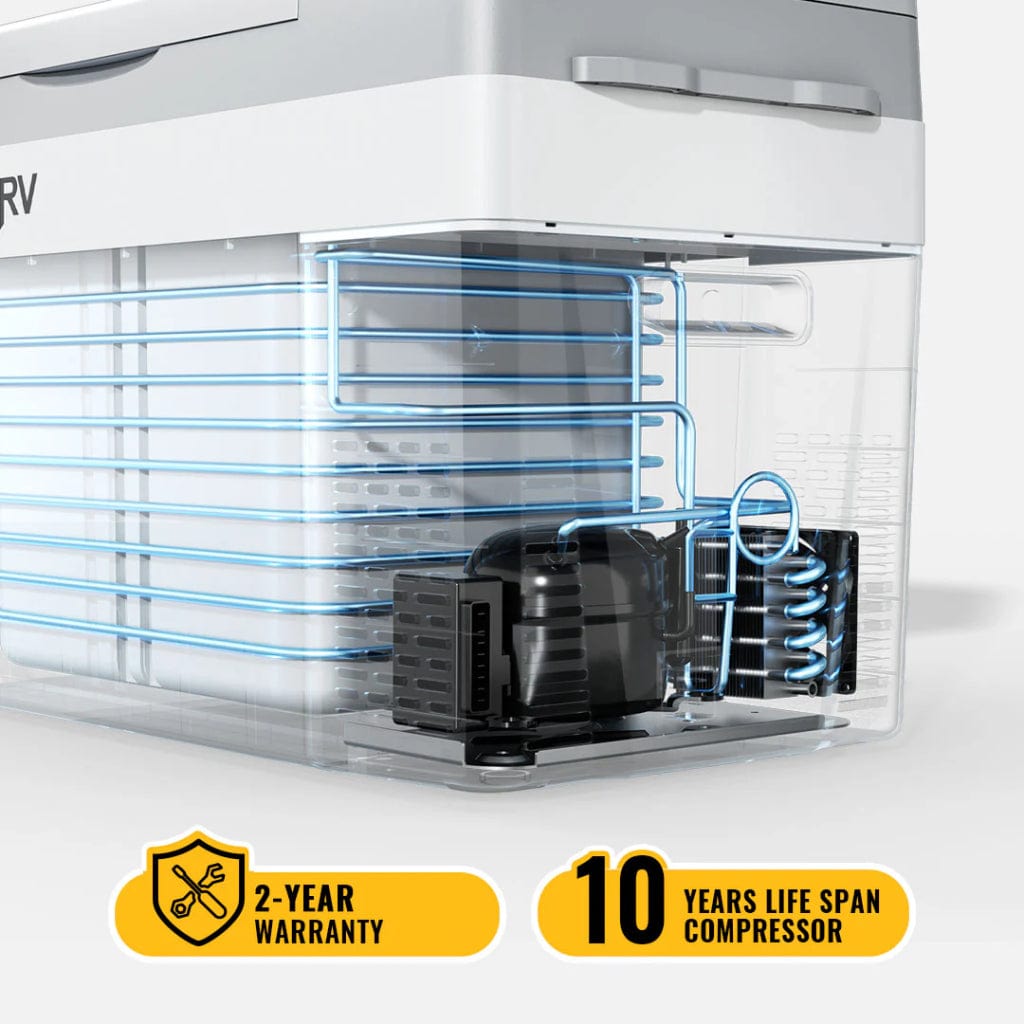 E0401-03005 BougeRV CRPRO30 30 Quart 12V Portable Car Fridge Freezer White | Fast Cooling | Camping Fridge