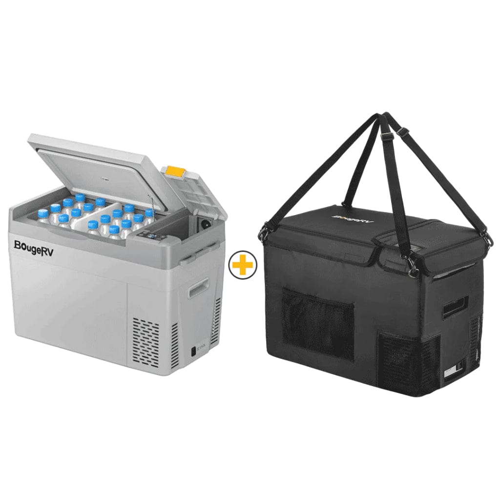 E0401-03005 BougeRV CRPRO30 30 Quart 12V Portable Car Fridge Freezer White | Fast Cooling | Camping Fridge
