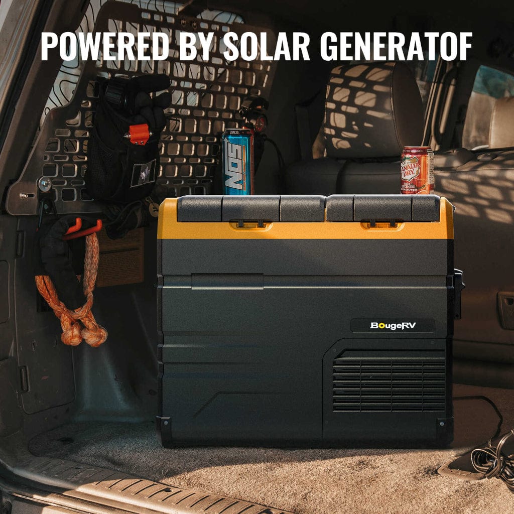 E0401-04517 BougeRV ED45 48 Quart 12 Volt Dual Zone Car Fridge Freezer | Solar Rechargeable | Portable Refrigerator