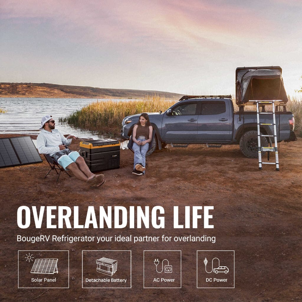 E0401-04517 BougeRV ED45 48 Quart 12 Volt Dual Zone Car Fridge Freezer | Solar Rechargeable | Portable Refrigerator