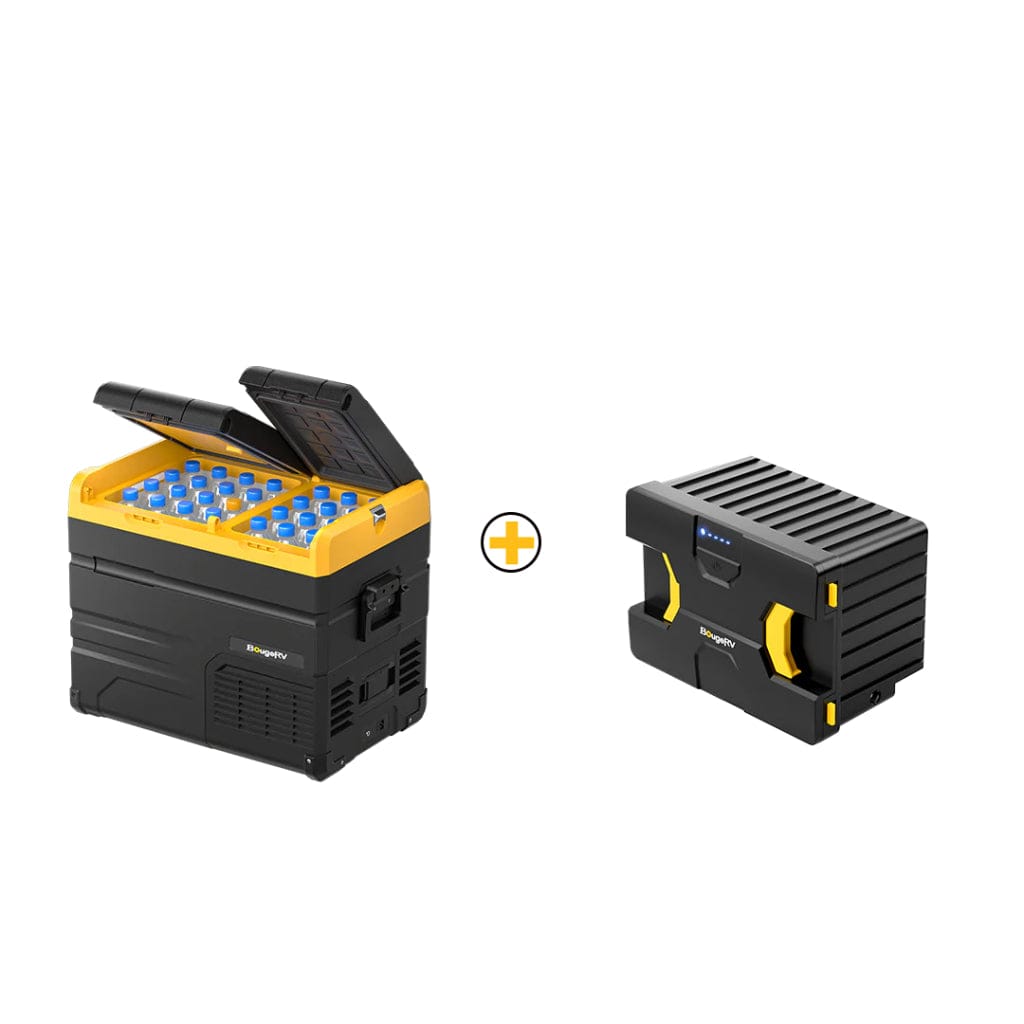 E0401-04517 BougeRV ED45 48 Quart 12 Volt Dual Zone Car Fridge Freezer | Solar Rechargeable | Portable Refrigerator