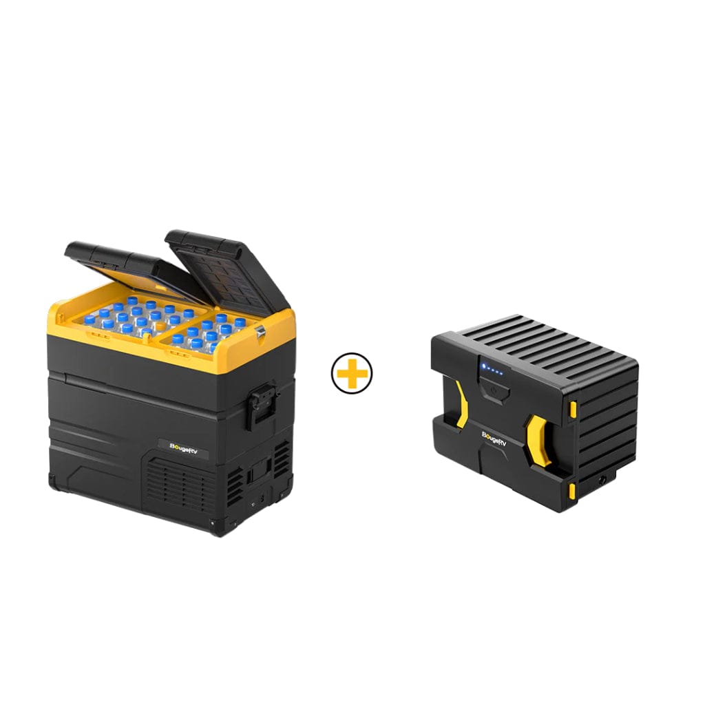 E0401-05517 BougeRV ED55 59 Quart 12 Volt Dual Zone Car Fridge Freezer | Solar Rechargeable | Portable Refrigerator