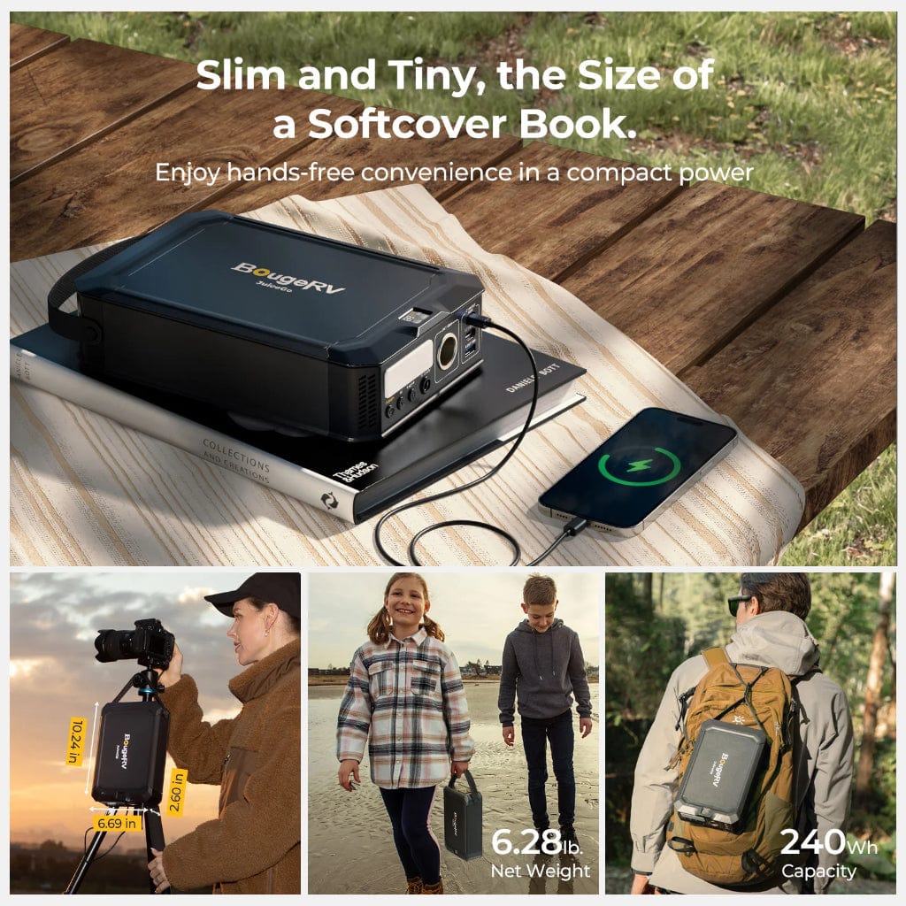 ISE228 BougeRV JuiceGo 240Wh Portable Power Station | 15000mAh | LiFePO4 | Solar Generator