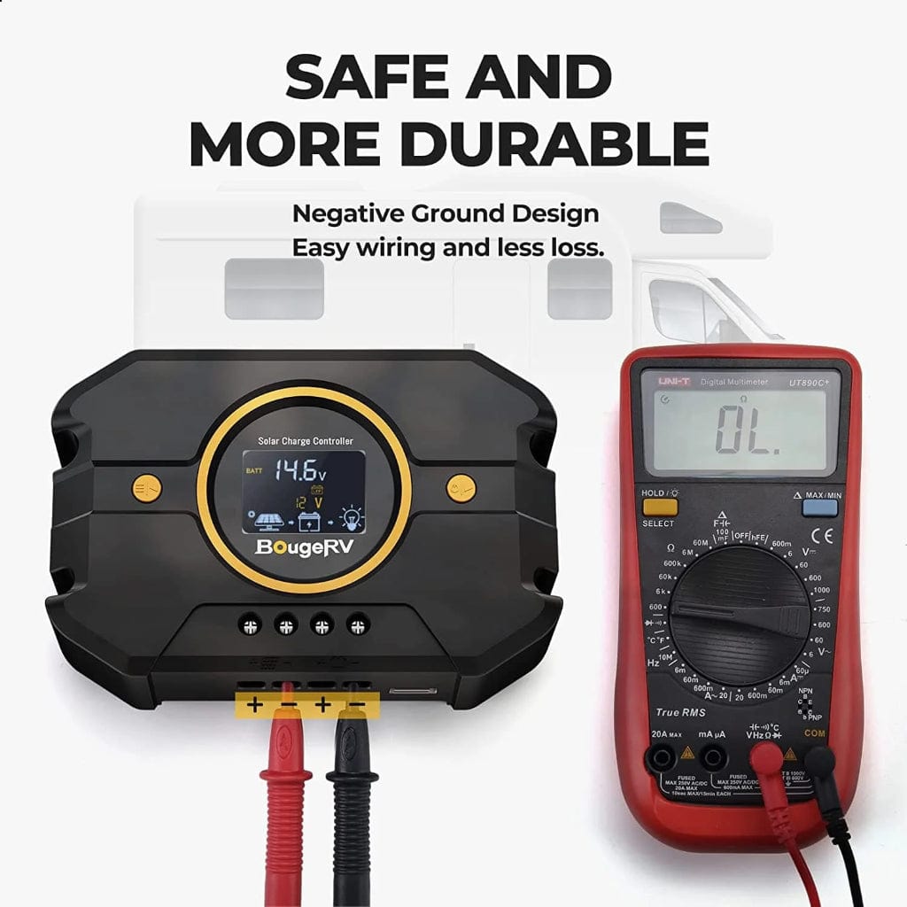BougeRV Li 30A/ Li 20A / Li 10A PWM Solar Charge Controller 12V 24V | IP32 Rated | LCD Display