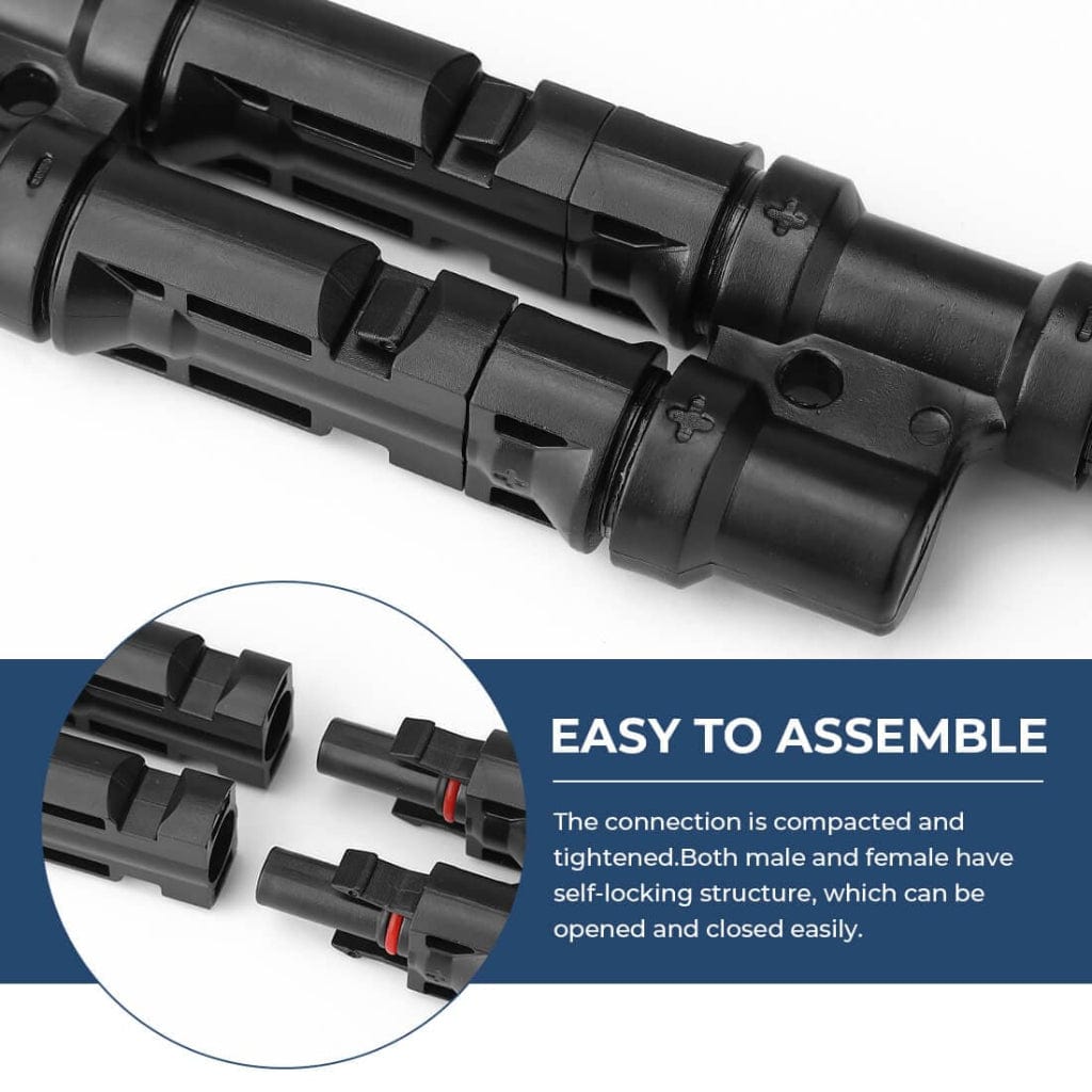 BougeRV Solar Branch Connectors Y Connector in Pair MMF+FFM Parallel Connection | IP67 Rated | MC4 Parallel Connectors