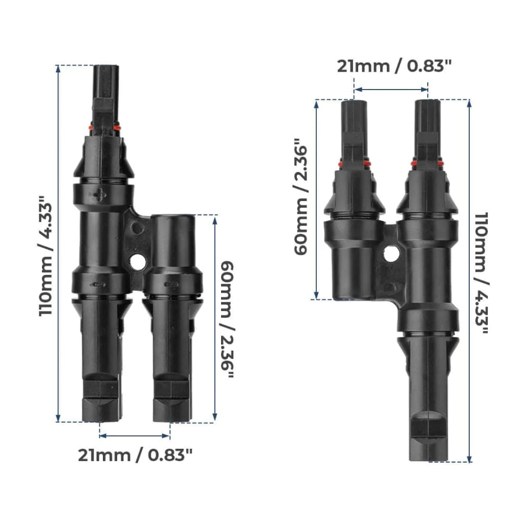 BougeRV Solar Branch Connectors Y Connector in Pair MMF+FFM Parallel Connection | IP67 Rated | MC4 Parallel Connectors