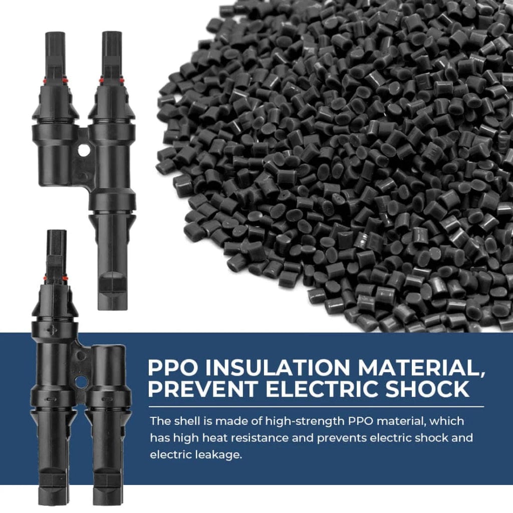 BougeRV Solar Branch Connectors Y Connector in Pair MMF+FFM Parallel Connection | IP67 Rated | MC4 Parallel Connectors