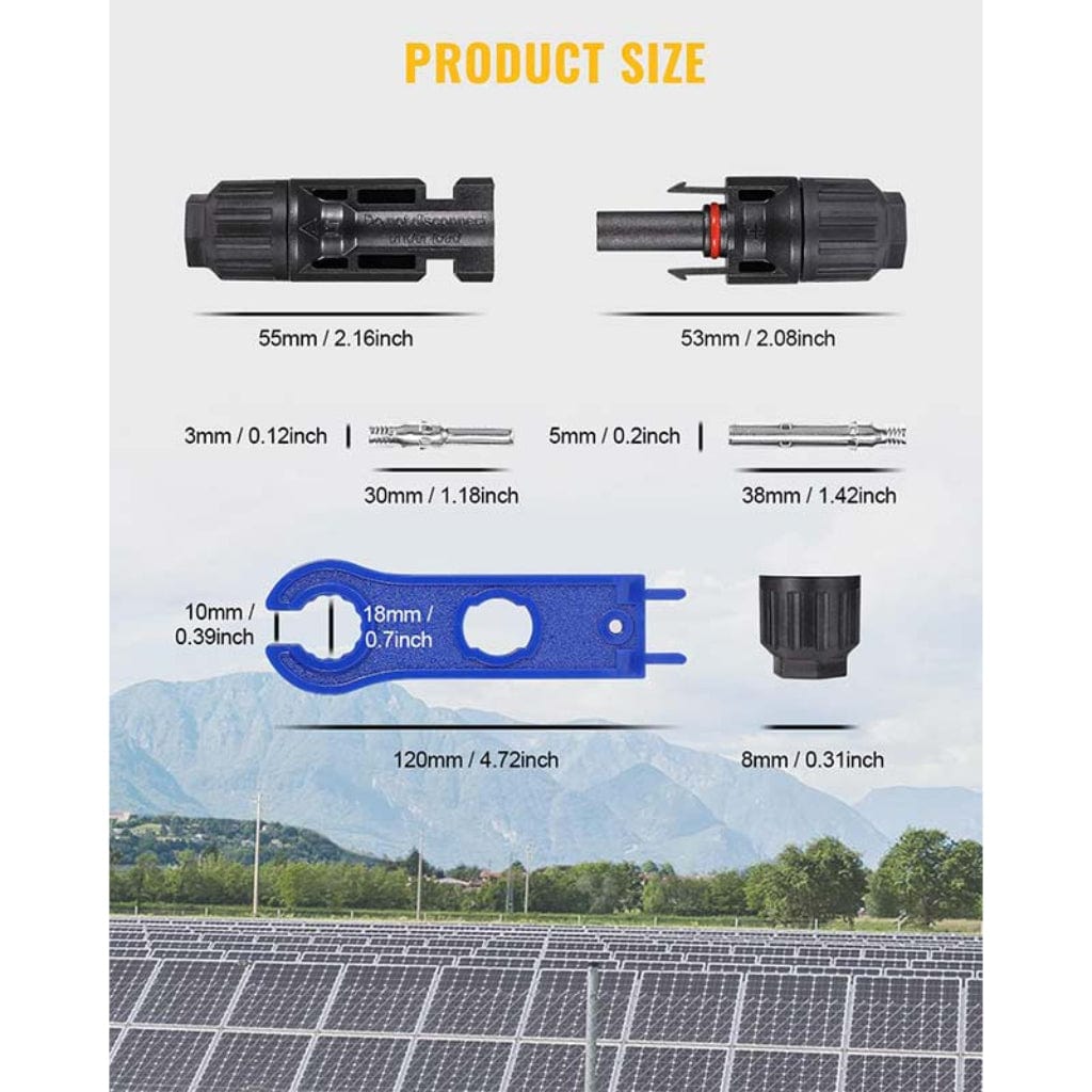 IRV014-B021 BougeRV Solar Connectors Kits (6 Pairs Male/Female & 1 Pair of Spanners) | IP67 Rated | MC4 Connectors