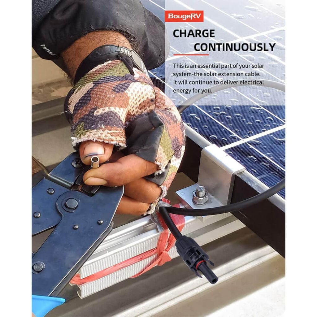 BougeRV Solar Extension Cable with Extra Free Connectors | IP67 Rated | UV Resistant | MC4 Extension Cable
