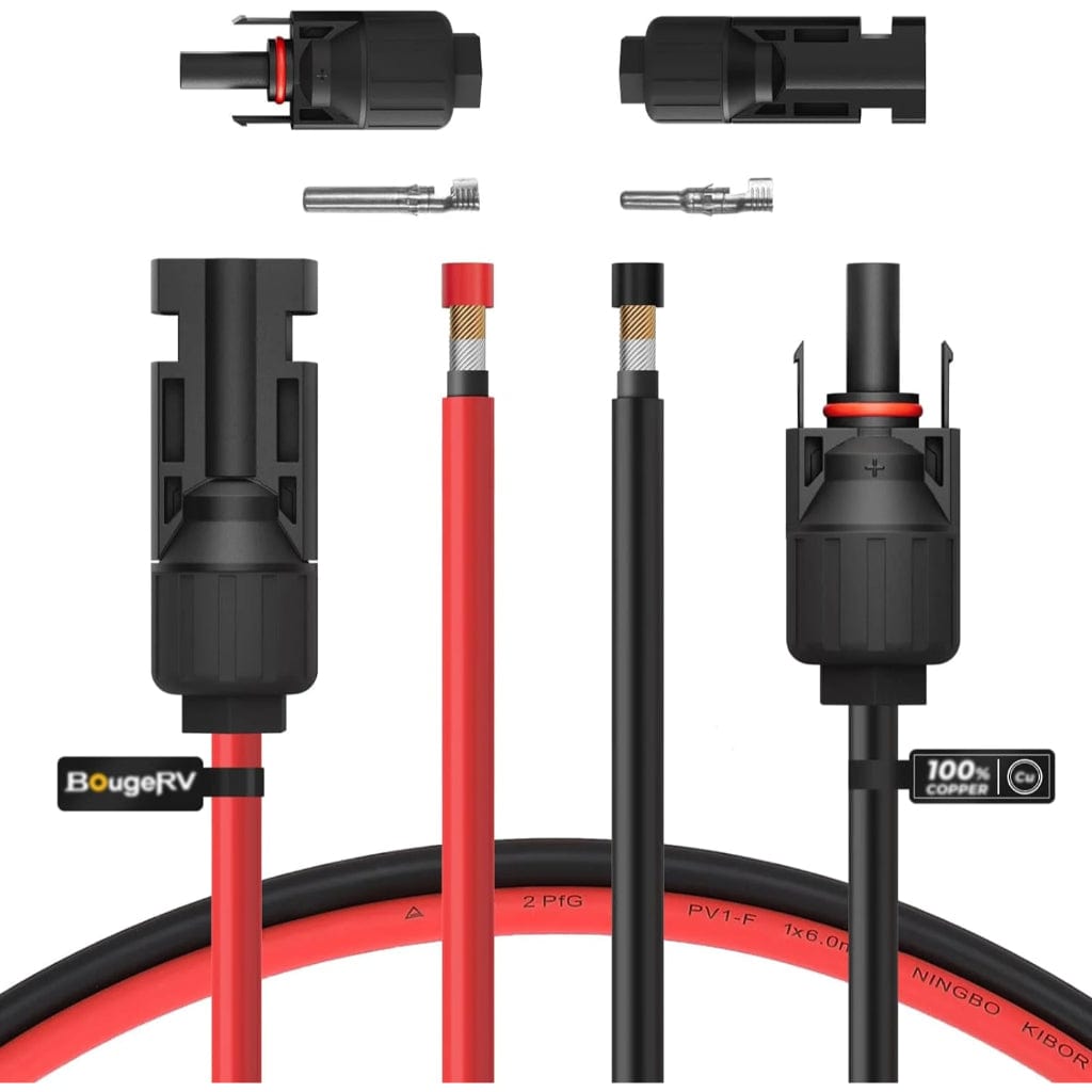 BougeRV Solar Extension Cable with Extra Free Connectors | IP67 Rated | UV Resistant | MC4 Extension Cable