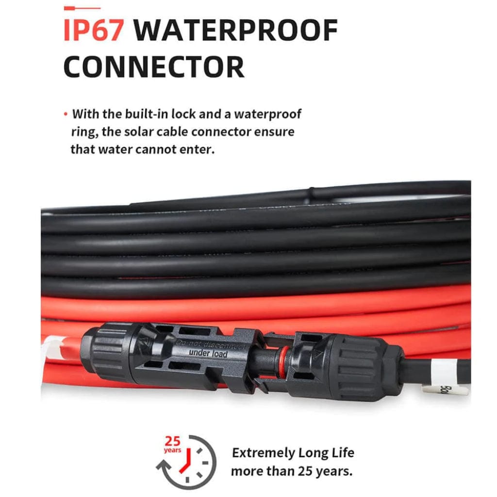BougeRV Solar Extension Cable with Extra Free Connectors | IP67 Rated | UV Resistant | MC4 Extension Cable