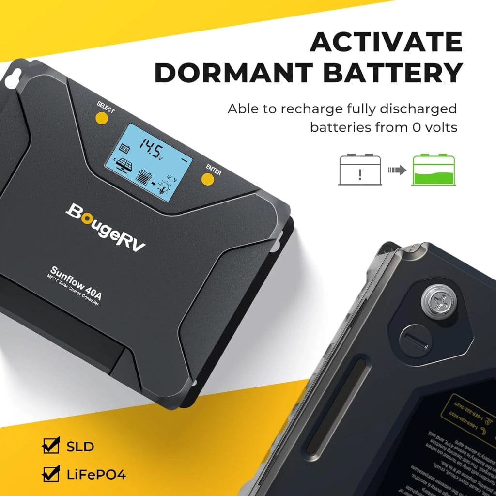 ISE218 BougeRV Sunflow 40A MPPT Solar Charge Controller 12V/24V | IP34 Rated | Mobile App Control