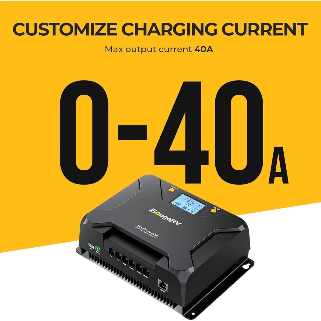 ISE218 BougeRV Sunflow 40A MPPT Solar Charge Controller 12V/24V | IP34 Rated | Mobile App Control
