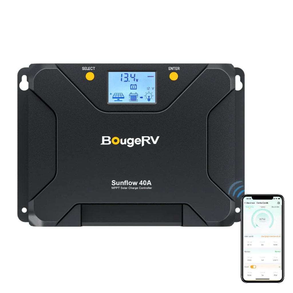 ISE218 BougeRV Sunflow 40A MPPT Solar Charge Controller 12V/24V | IP34 Rated | Mobile App Control