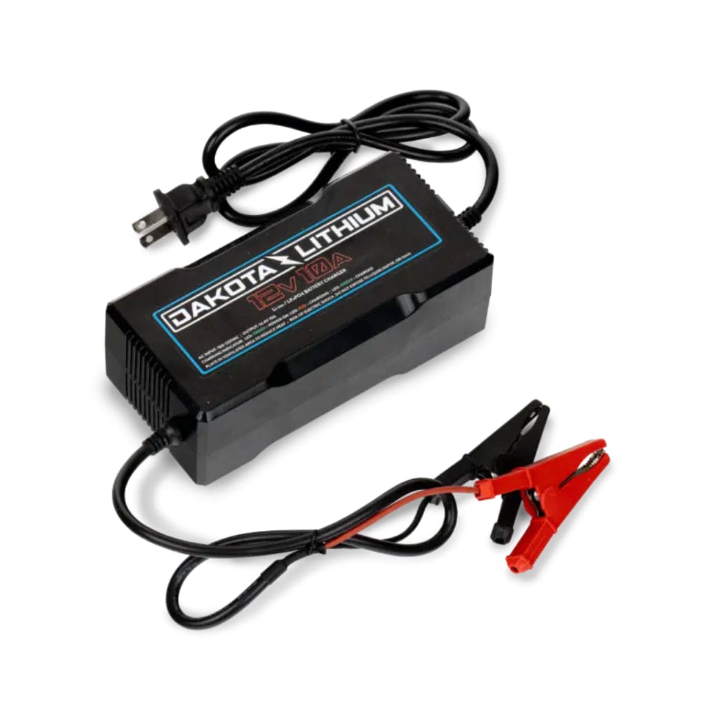 12V10ACHARGER Dakota Lithium 12V 3A / 10A LiFePO4 Battery Charger | Alligator Clips | Portable Charger