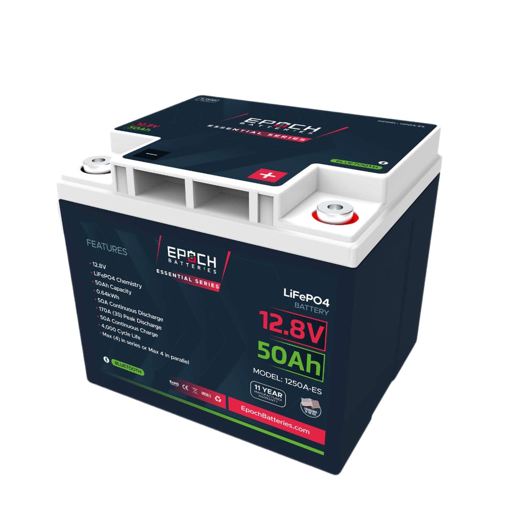 1250A-ES Epoch 12V 50Ah  LiFePO4 Battery | Bluetooth | Essentials