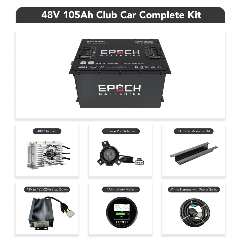 BB51105A-Kit-CLUB-CAR Epoch 48V 105Ah LiFePO4 Golf Cart Battery Set | 3500 Cycle | IP67 Rating | BMS