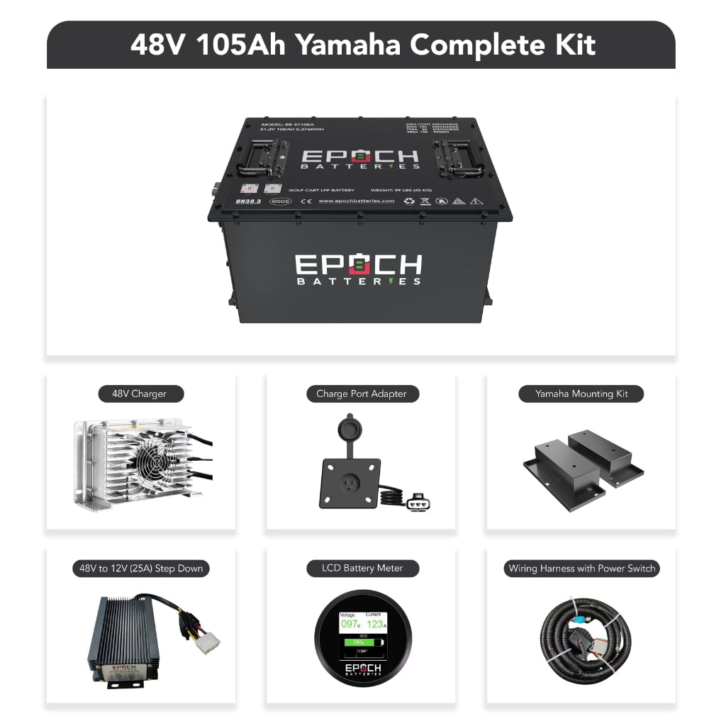 BB51105A-Kit-YAMAHA Epoch 48V 105Ah LiFePO4 Golf Cart Battery Set | 3500 Cycle | IP67 Rating | BMS
