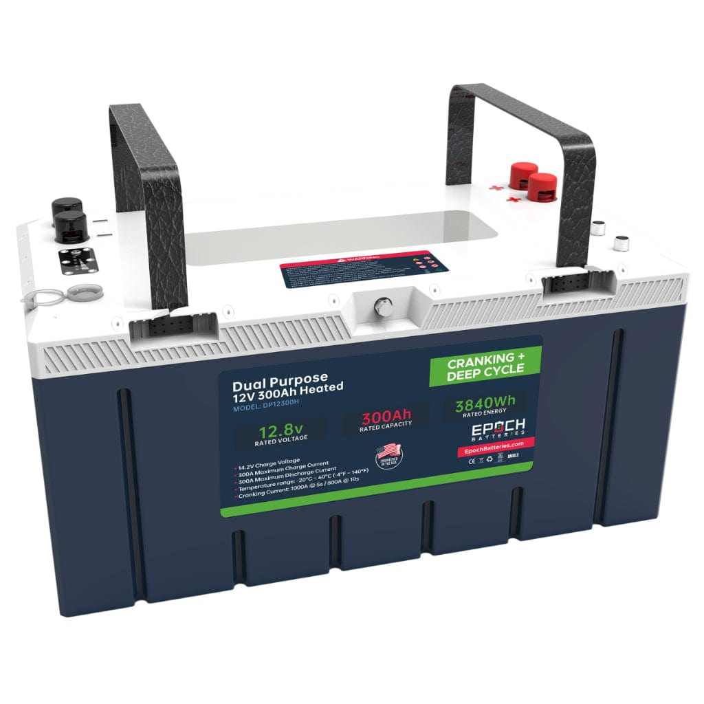 DP12300H Epoch Dual Purpose 12V 300Ah Heated LiFePO4 Battery | 6000 Cycles | Deep Cycle