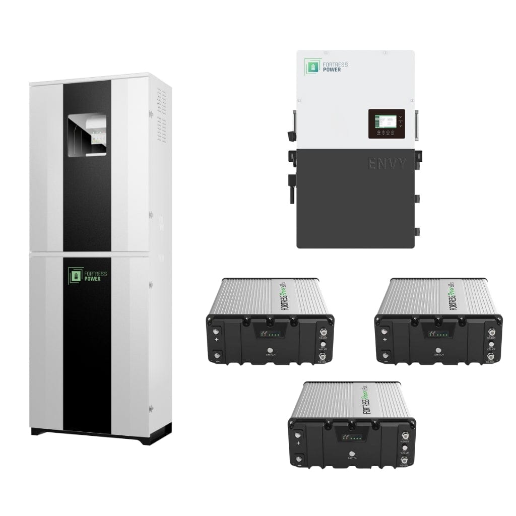 FLEXTOWER-WITH-ENVY-TRUE12-INVERTER-3-EFLEX-BATTERIES Fortress Power FlexTower with Envy True 12 Inverter & 3 or 4 eFlex Batteries | IP65 Rated | Carbon Steel