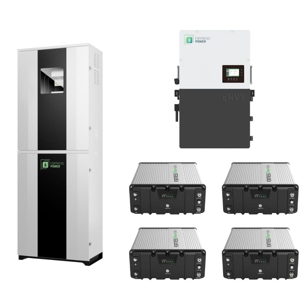 FLEXTOWER-WITH-ENVY-TRUE12-INVERTER-4-EFLEX-BATTERIES Fortress Power FlexTower with Envy True 12 Inverter & 3 or 4 eFlex Batteries | IP65 Rated | Carbon Steel