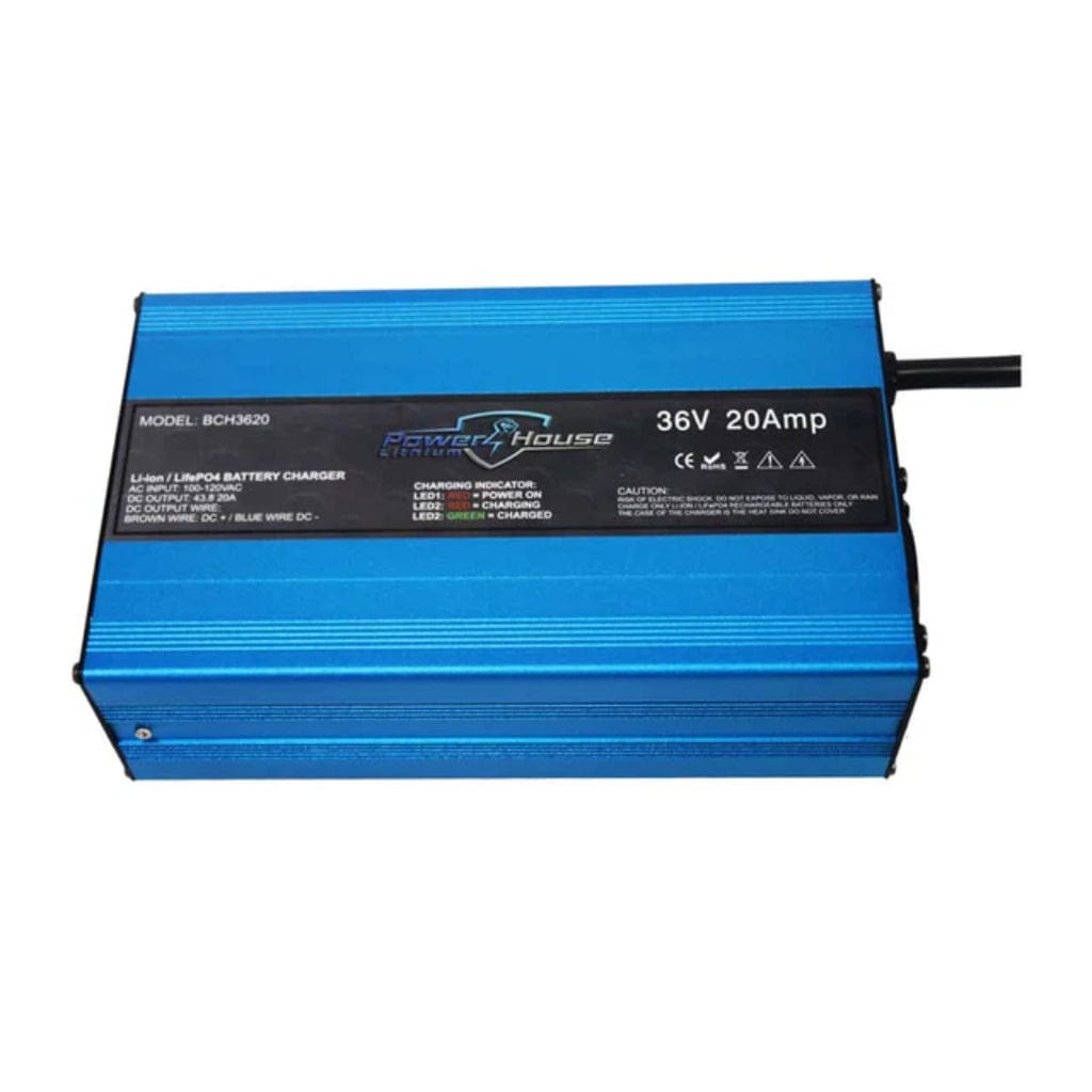 BCH3620 PowerHouse Lithium 12V / 16V / 24V / 36V Non-Waterproof AC Charger | 3A / 10A / 20A | LiFePO4 Battery Charger